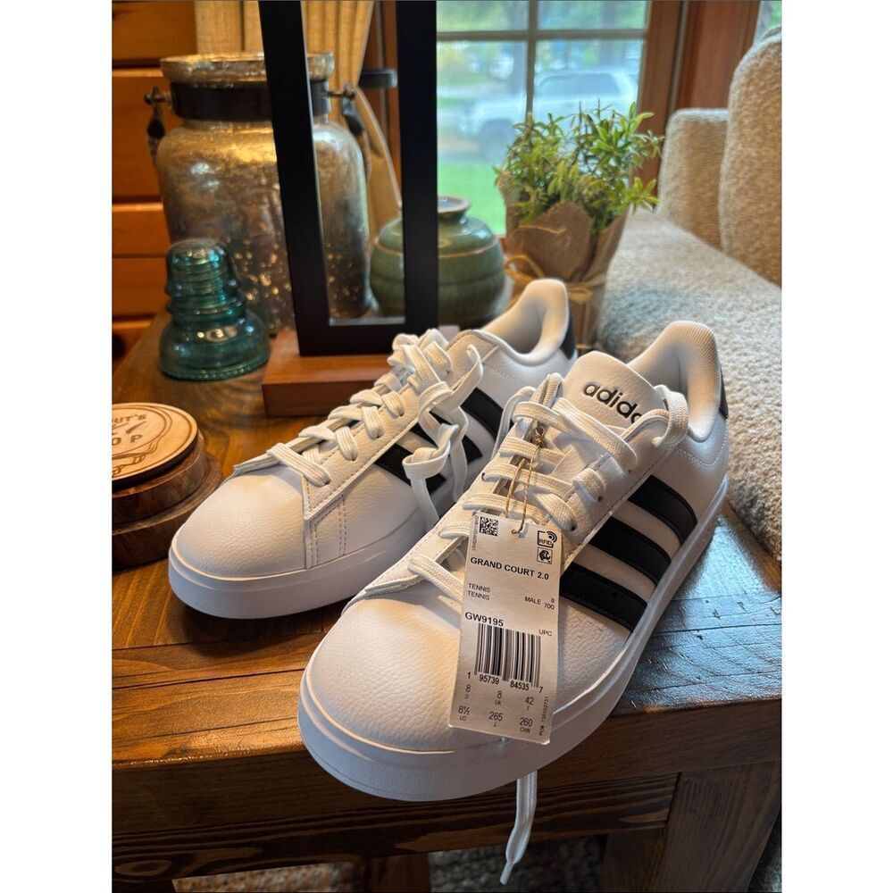 🆕 with tags adidas White Sneakers with Black Three-Stripes